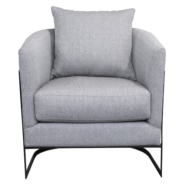 Armen Living Swan Contemporary Accent Chair with Black Iron Finish Gray Fabric LCSWCHGR - main